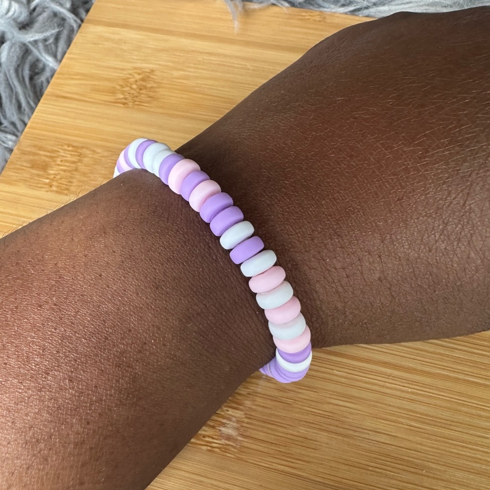 Handmade Polymer Clay Stretch Bead Bracelet Candy 7 inches - Picture 2 of 2